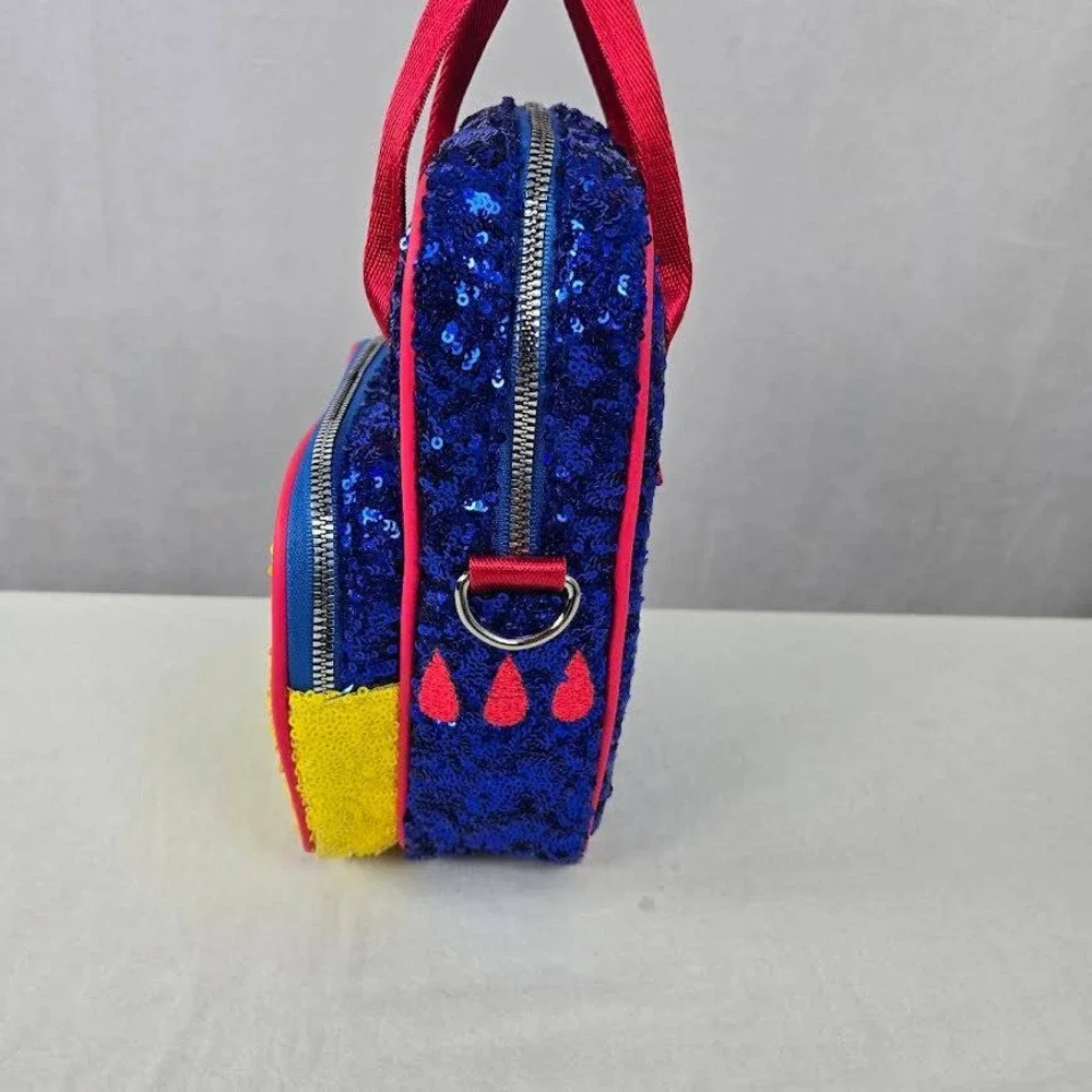 Disney Snow White Sequin Mini Backpack Bag‎ Blue Yellow Red Apple Charm NWT BD